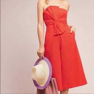 ANTHROPOLOGIE eyelet bow strapless jumpsuit size 2. Never worn, NWOT.